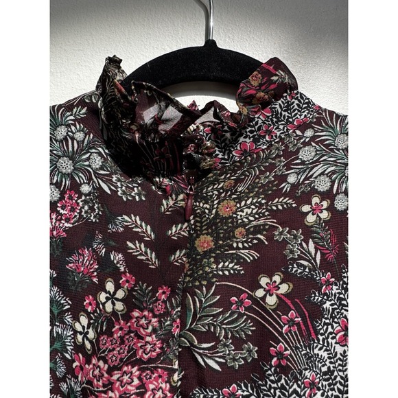 Julia Jordan Dark Floral Dress 4 Flutter Sleeve A-Line Romantic Cottagecore Midi - Picture 6 of 16